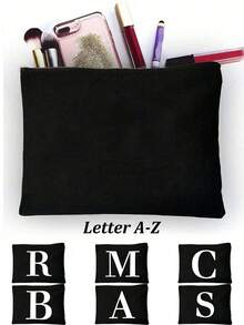 1pc Canvas Tote Bag With Cosmetic Pouch, Personalized Gift Bag Suitable For Wedding, Birthday, Beach, Vacation, Backpack And More, Great Gift For Women, Moms, Teachers, Friends, Bridesmaids, Students, Large Capacity - Khaki - View 8