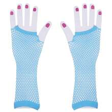 Fishnet Fingerless Gloves Mesh Arm Sleeves Fish Net Arm Sleeves EMO Gloves For Women In Theme Party Scene Accessories{"Size_name":"Long","Color_name":"#04-LightBlue(Long)"} - 多色14 - 查看 5
