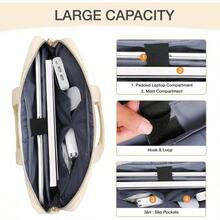 15 - 15.6 Inch Laptop Bag, Briefcase WomenMen, 16 Inch Square Quilted Computer Messenger Bag Office Travel Business With 3 PocketsStrap, Pink - 16 inch + Màu be - Xem 2