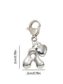 Bubble Silver Letter Cute Necklace Pendant Bag Charm - Lucky Crystal Pendant, Letter A-Z, Best Match For Spring/Summer, Shiny Alloy Bag Charm - Perfect Gift