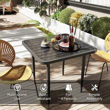 Outsunny 31.5" Outdoor Dining Table For 4, Square Patio Dining Table With Metal Frame For Garden, Lawn, Backyard, Black - màu đen - Xem 6
