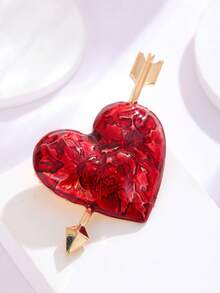 1pc Heart-Shaped Charm Brooch - Arrow-Through-Heart Teardrop Brooch, Fashion Style, Versatile, Suitable For All Occasions, Zinc Alloy Casual Necklace Pin Accessory Christmas Gift