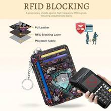 Goth Bat Spider Credit Card Holder Small Wallet Women, Gothic Slim RFID Blocking Wallet Woman Keychain With Zipper Coin Pocket, Front Pocket Thin Travel Card Case With ID Window Ladies Gifts{"Color_name":"Bat"} - 多色3 - 查看 5