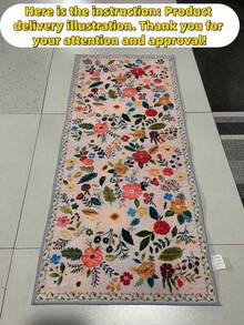 1pc Bohemian Vibrant Floral Area Rug, Colorful Flower Decor Carpet For Living Room, Bedroom, Entryway, Kitchen, Bathroom, Gaming Room, Study, Durable And Easy To Clean