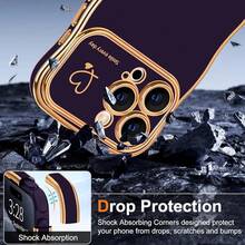 For IPhone 15 Pro Case Wave Wavy Phone Cases With Love Heart, Luxury Plating Edge Cute Curly Shape Cover For Women Girls, Thin Slim Soft TPU Rubber Shockproof Protective Cover, Dark Purple{"Color_name":"DarkPurple","Size_name":"ForiPhone15Pro-6.1inch"} - 多色8 - 查看 5