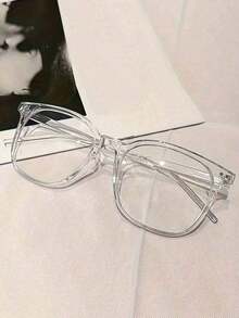 1pcs Square Frame Lens Frame Minimalist Fashion Decoration Glasses Computer Glasses Women Men. - White - View 6