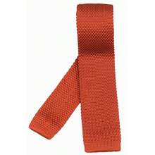 Corbata delgada de punto de unicolor y textura para hombres, acabado cuadrado {"Talla_nombre":"Talla única","Color_nombre":"Naranja óxido" - Multicolor3 - Ver 3