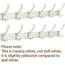 2pcs Cream White 6-Hook Hanging Clothes Rack, Wall Mounted Coat Hooks For Entryway, Heavy Duty Hanger Hooks - White - View 11