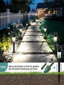 10pcs Solar LED Lights, Outdoor Solar LED Lawn Lights, 35 Milliamperes,Solar Landscape Decorative Lights, Waterproof And Durable. They Are Suitable For Courtyards, Lawns, Paths, Decks, Driveways And Gardens, As Well As For Decorating Festival Parties And Garden Walkways. - ánh sáng trắng - Xem 4