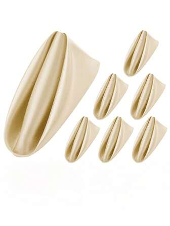 6pcs/12pcs Champagne Satin Table Napkins Handkerchief Hotel Party Event Wedding Table Decoration Placemats Silk Dinner Cloth Napkins
