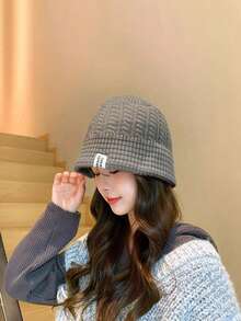 1pc Unisex Textured Knit Fisherman Beanie, Fashion Versatile, Flattering, Comfortable Fabric, Suitable For Casual, Travel, Hiking, Cycling, Dating And Various Occasions