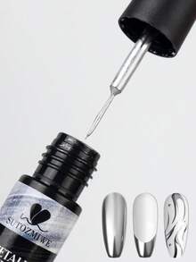 5ml 亮金属线凝胶指甲油金色银色美甲镀铬凝胶抛光镜面拉线涂鸦绘画条纹凝胶指甲饰物美甲用品内置刷子 DIY 美甲护理必需品