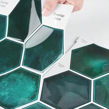 Dark Green Tile Peel And Stick Backsplash For Kitchen12X12 4Tiles Hexagon Stick On Back Splashes For Kitchens Peel And Stick Wall Tiles For Bathroom Shower Tile Stickers Renter Friendly