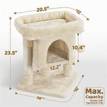 Butterslay 23.5″ 2-Level Cat Tree With Wide Top Perch & Cat Condo & Natural Sisal Scratch Posts For Small/Medium Cats - Màu be - Xem 6