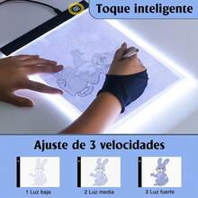 Dibujo A4 mesa de luz 2PCS, tablero LED para dibujo ultradelgado con 3 modos de iluminación, para dibujo, animación, arquitectura. Incluye puerto USB. Perfecto como negatoscopio y proyector para dibujar. Negro - 1 - Ver 3