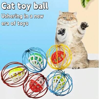 1pc Interactive Cat Toy With Cage Mouse And Tail - Durable Flannel And Wire Cage, Colorful Design With Expressive Eyes, Endless Fun For Indoor Cats, Pet Teaser, Cat Accessories, Kitten Supplies And Accessories, Cat Teaser, Cat Supplies And Accessories, Artificial Details, Active Kittens(