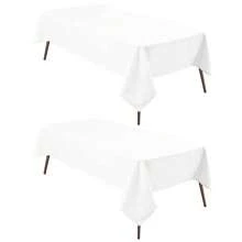 2 Pieces White Rectangle Tablecloth - Waterproof And Spillproof Restaurant Washable Polyester Table Cloth For Dining Room, 90 X 156 Inch{"Size_name":"90\"X156\"|2Pack","Color_name":"White"} - Multicolor3 - View 2