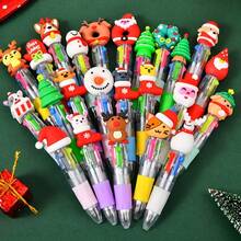 20 PIEZAS Bolígrafos multicolor de Navidad 4 colores en 1, retráctiles de 0.7 mm, bolígrafos divertidos y lindos con diseños de Papá Noel y muñeco de nieve para escribir en fiestas navideñas, útiles escolares y recompensas para estudiantes