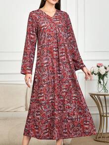 فستان ماكسي طويل الأكمام بطبعات زهرية بأسلوب بوهيمي للنساء في الربيع. فستان أحمر فضفاض جديد لعام 2025 مع خط الخصر، فستان كاجوال للإجازات، فستان أنيق للحفلات، فستان شاطئي للتخرج، فستان أنيق للمناسبات المسائية في عيد الحب.