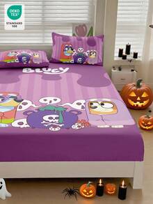 Bluey万圣节数码印花床单，Bluey床上用品，床垫保护套，床罩，床笠，秋季装饰，舒适家纺，透气防起球床垫保护套，柔软亲肤，奶奶女巫图案，卡通图案床罩，Bluey家居装饰，柔软舒适的卧室床上用品 - 彩色 - 查看 10