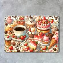2D Flat, Vintage Dessert Cafe Tin Sign - Retro Pastel Colors (Pink, Blue, Golden, Brown) - Cake, Ice, Macarons, Tarts - Decor For Home, Bakery, Cafe - 8x12 Inch (20x30cm) - / Wedding/ Anniversary Gift For & - Nostalgic French Patisserie Poster - 1pc - 查看 6