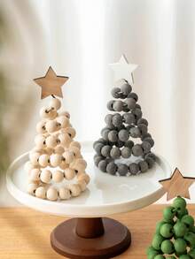 Weihnachtsbaum Tischplatte Weihnachtsbaum Holzperlen Weihnachtsbaum aus Holz mit Eisendraht und Weihnachtsstern Baum für Zuhause, Weihnachtsdekoration