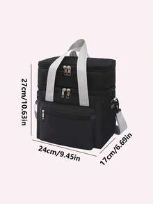 1pc Black, Gray, Burgundy, Navy Blue Thickened New Double-Layer Lunch Box Bag, Insulation Bag, Outdoor Picnic Preservation, Crossbody Ice Bag, Multifunctional Waterproof Lunch Bag