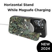 For IPhone 15 Pro 6.1" Wallet Case Magsafe With Card Holder Slot[Compatible With MagSafe] Folio Flip PU Leather Double Magnetic RFID Design With Camera Lens Protector (Ferns){"Color_name":"Ferns","Size_name":"IPhone15Pro6.1\""} - Multicolor11 - View 6