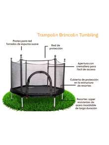 DMA Trampolín Infantil con Red, Brincolín para niños desde 5 años, Lona de salto negro con malla y cama de resortes, apto para interiores y exteriores - Negro - Ver 3