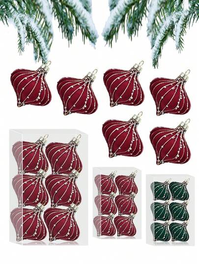 6pcs Velvet Christmas Balls - Ornaments & Decorations For Tree - Plastic Balls, Hanging Ornaments For Xmas Holiday - Christmas Decorations(3.15inch) Christmas Decorations Home Christmas Gifts Christmas Decor