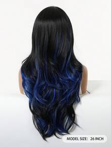Multicolor Synthetic Wig With Bangs Black Mix Blue Long Natural Curly Wig For Women Daily Party Cosplay Christmas Wigs For Girls For Halloween And Christmas New Year Carnival Music Festival Cosplay ,Gifts For Girls,Summer Graduation Gifts,Ready-Made Gifts,Halloween Christmas Gifts - 挑染藍色 - 查看 6