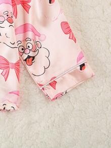 Christmas Party & Home Wear Long Sleeve Top And Pants Set For Girls - Pink - View 4