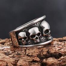 1 bucată retro inel din oțel inoxidabil argintiu hip hop punk cranii bandă inel pentru bărbați femei motociclist îmbrăcăminte zilnică de petrecere