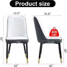 Dining Chairs Set Of 6,Modern Dining Chairs, Equipped With PU Leather Backrest Cushions And Black Metal Legs, Suitable For Restaurants, Kitchens, And Bedrooms Dining Room Chairs,23040135 - trắng - Xem 5