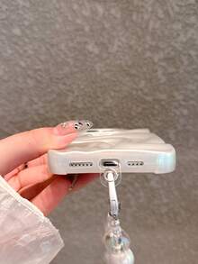 Funda de teléfono elegante y premium con perlas 3D onduladas en color blanco + correa de muñeca, adecuada para iPhone 17 Pro Max/17 Pro/17 Air/17/16 Pro Max/16/16 Pro/16 Plus/15/15 Pro Max/15 Pro/15 Plus/11/12/13/14 Pro Max/11 Pro/11 Pro Max/12 Pro/12 Pro Max/13 Pro/13 Pro Max/14 Pro/14 Pro Max/14 Plus, funda suave minimalista y creativa