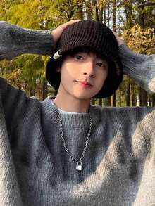 1pc New Knitted Woolen Hats, Men's And Women's Winter Fisherman Hats With Big Heads, Autumn And Winter Hats, Warm Cold Hats And Windproof Basin Hats, Suitable For Outdoor Gatherings