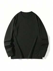 100% Cotton, One Men's Casual Cotton T-Shirt, Crew Neck, Short Sleeves, Regular Length, Comfortable And Breathable Material, Machine Washable, Comfortable T-Shirt - 黑色 - 查看 3