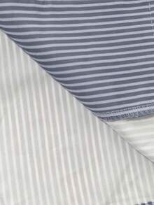 男士休闲条纹标语印花短袖衬衫，夏季 - 灰色 - 查看 6