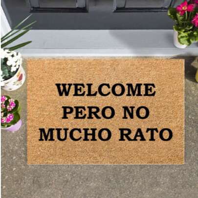 Felpudo de coco natural de 40x60 cm con respaldo de PVC 100% resistente - Superficie antideslizante y que atrapa la suciedad - Alfombra duradera de 18-22 mm de grosor para uso interior y exterior HECHO EN TURQUÍA