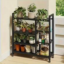 4-Tier Adjustable Metal Storage Rack With Wheels And 3 Baskets - Mobile Organizer For Kitchen, Pantry, Bathroom, Closet - Space-Saving Rolling Design, Housewarming Gift And Home Storage (Black) - 黑色 - 查看 4