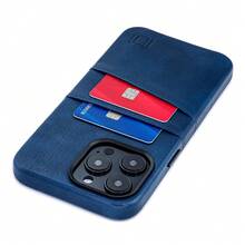Card Case For  14 Pro Max With Built-In Metal Plate For Magnetic Mounting & 2 Pockets: Exec M2 Premium Synthetic Leather Wallet Case ( 14 Pro Max, Navy){"Size_name":"14ProMax","Color_name":"Navy"} - Multicolor1 - View 1
