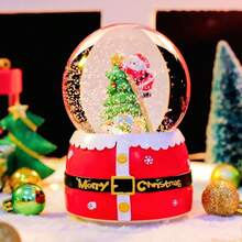 Decoración de escritorio de bola de cristal de Navidad con diseño de dibujos animados, regalo de decoración del hogar para sala de estar/escritorio de estudio