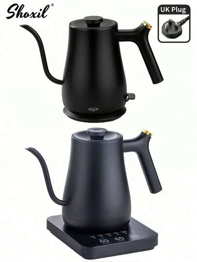 shoxil 1pc Coffee Pot, Electric Gooseneck Kettle With 5 Variable Presets, 1200W Pour Over Coffee Kettle For Coffee & Tea, 27Oz Gooseneck Water Heater Electric With Auto Shutoff Boil-Dry Protection, 0.8L, Black