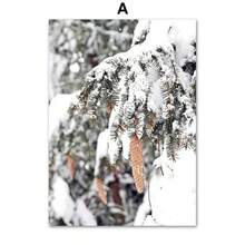 Pintura en lienzo de impresión minimalista de escena invernal con alces, árboles y campo para decoración del hogar y sala de estar - Multicolor - Ver 18