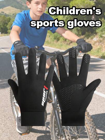 1 Pair Summer/Autumn Breathable Mesh Gloves - Smooth Elastic, Thickened Design, Unisex For Kids & Adults, Five-Finger, Ribbed Cuffs, Perforated Grip, Suitable For Skiing, Cycling And Outdoor Sports (Mixed Colors), Fashionable Youth Accessories, Children Sports Gloves