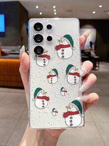 1pc Christmas Snowflake, Carrot Button, Polka Dot Snowman Transparent TPU Shockproof Phone Case, Suitable As Holiday Gift For Partner And Friends, Compatible With Apple XS/XS Max/XR/11 12 13 14 15 16 17 Pro/Pro Max/14 15 16 Plus, Nothing, Pixel, INFINIX, Redmi Series
