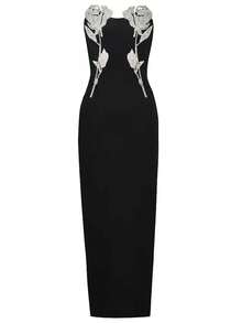 Vestido bandeau floral 3D sexy para fiesta