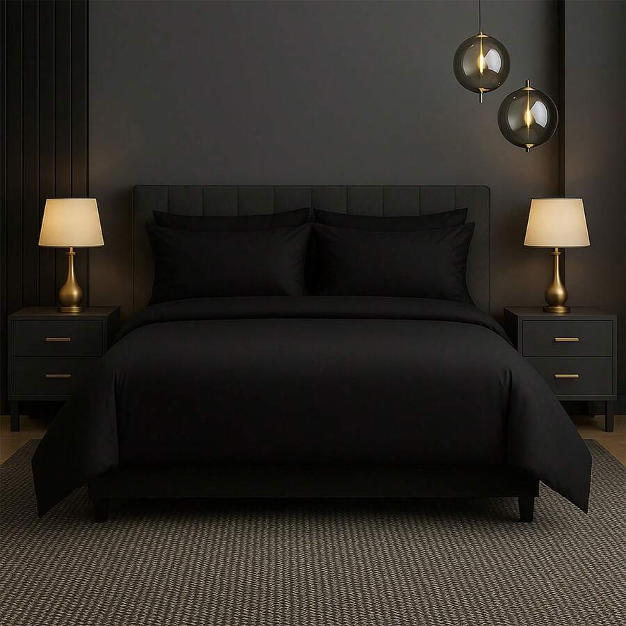 Vibe Check: Ultra Chill Bamboo Blend Sheets – 6PC Cloud Soft Set With Deep Pockets – Cooling, Wrinkle-Free, Aesthetic – Dorm, Apartment, Or Glow-Up Bedroom Must-Have – Twin, Full, Queen, King, Cal King - 黑色 - 查看 1