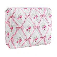 Makeup Bag Travel Cosmetic Bag For Women Girls, Zipper Make Up Pouch, Floral Flowers Toiletry Organizer Makeup, Portable Storage Cosmetic Travel Cloth Bag (L/Pink Bowknot){"Color_name":"U3Large/PinkBowknot"} - U3大/粉紅蝴蝶結 - 查看 1