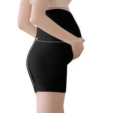 Short Shortinho Cintura Alta Gestante Maternidade Mãe Suporte Barriga - Preto - Visão 8
